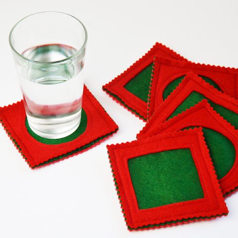 Seam Allowance Practice Tutorial: Simple Felt Coasters with Reverse Applique