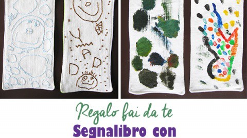 Realizza dei segnalibri fai da te con dei ritratti disegnati da bambini! Ricama sopra il disegno e cuci il tessuto per un regalo handmade per famiglia e amici! #regalifaidate #ricamo